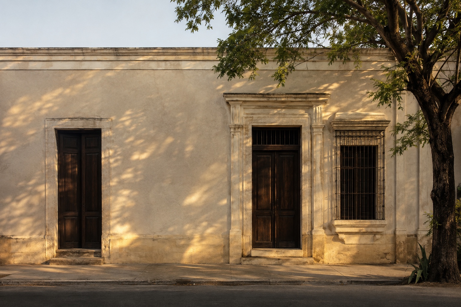Restored colonial residence facade